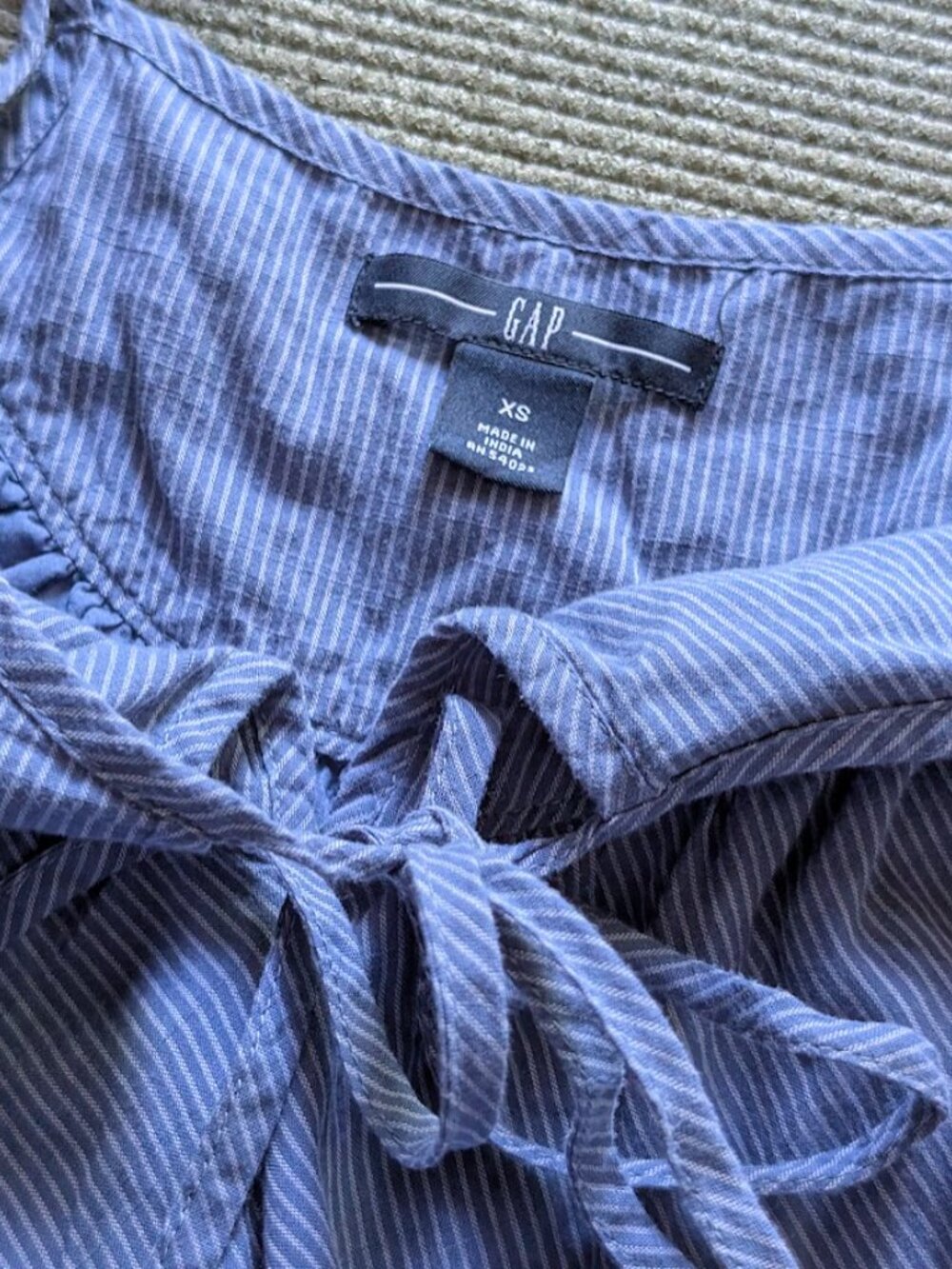 GAP 100% Cotton Blue Stripes Ruffle Hem Lightweight Lined Maxi Dress Size:XS - Picture 2 of 13